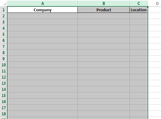 Excel border applied to the first populated row