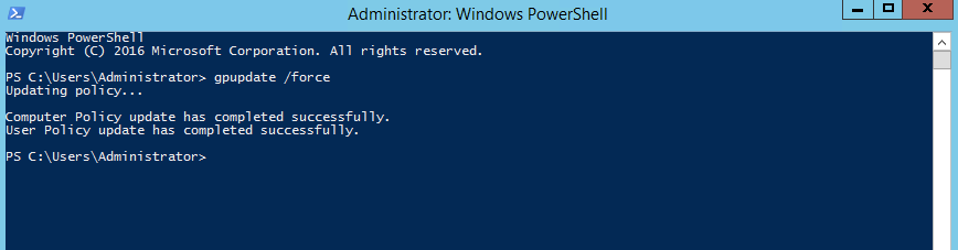 PowerShell policy update completed successfully